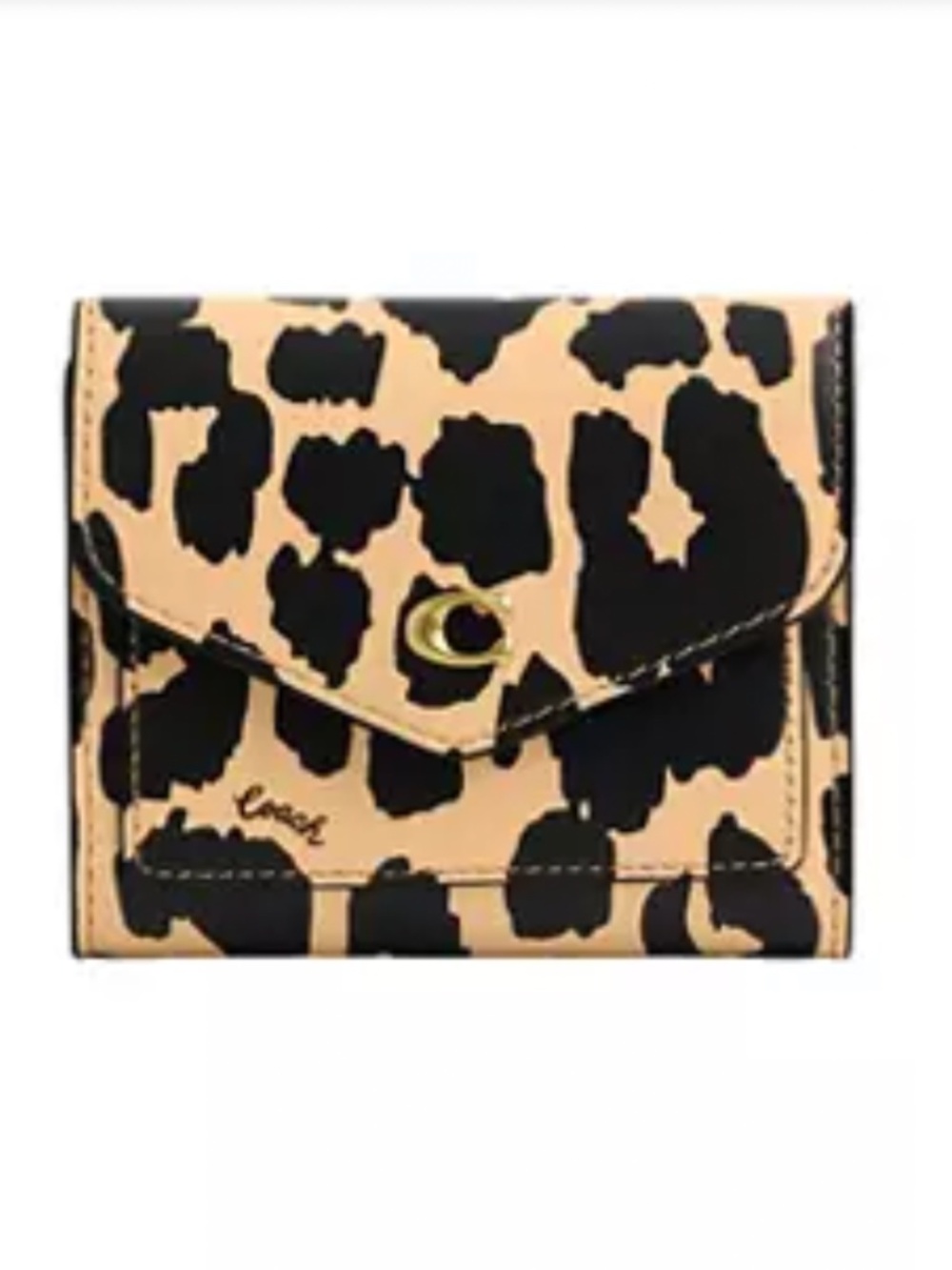 NWOT Coach Wyn Black and Tan Leopard Print Wallet